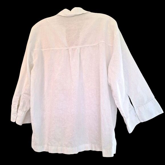 H&M Linen Cotton Shirt Crisp White Blouse Top Pullover Popover Loose size S - Picture 2 of 9